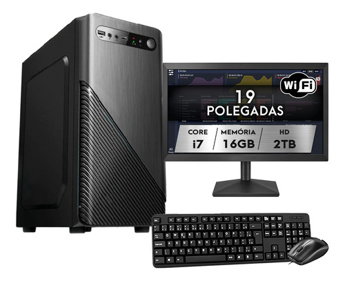 Cpu Completo Intel Core I7 16gb Hd 2tb Monitor 19.5 Wifi