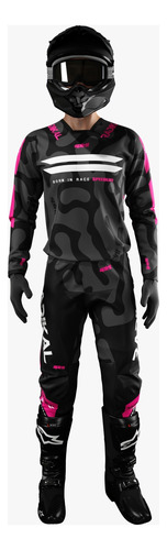 Conjunto Motocross Radikal Spirit Negro Y Magenta Teo Motos