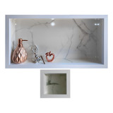 Nicho Porcelanato Brinde Porta Papel Branco Carrara 60x32cm