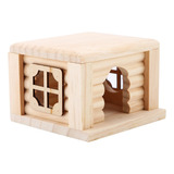 Cabaña Para Ratas Hamster House De Madera Natural Con Parte