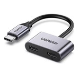 Ugreen - Hub Usb-c 2x1 Fone + Energia Compatível C/ iPad Pro