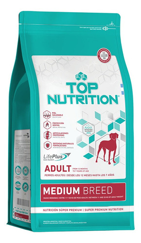 Alimento Top Nutrition Super Premium Para Perro Adulto De Raza Mediana Sabor Mix En Bolsa De 7.5 kg