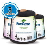 Kit 3 Barbante Euroroma Cor 250 Preto Fio 4 