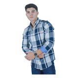 Camisa Ed Victory Cuadros Azul Y Blanco Casual Moda