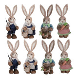 4 Pares De Adorables Figuras De Conejo De Paja De Pascua Con