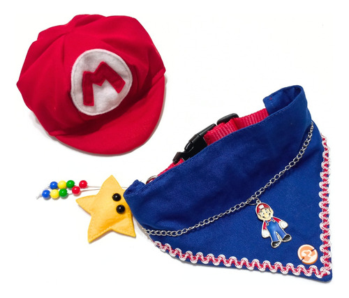 Fantasia Pet Super Mario Bandana Com Boina Para Cachorro P