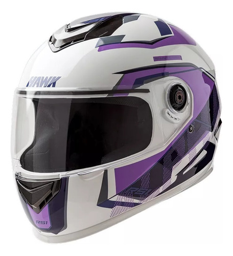 Casco Para Moto Hawk Rs1 Alpha Blanco Y Violeta Spot