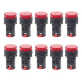 Luz Piloto Led 22mm 220v Pack 10 Unidades, Rojo