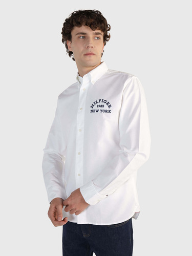 Camisa Blanca Con Logo Bordado Tommy Hilfiger De Hombre