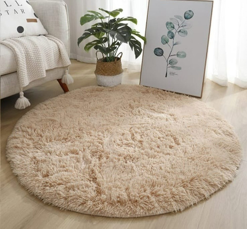 Alfombra Peluda Redonda 150x150 Beige