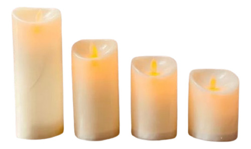 Juego X 4 Velas Con Led, Simil Fuego Con Movimien Importadas