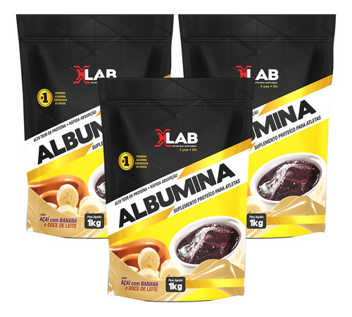 3 Albumina 1kg Xlab 100% Original - Natural