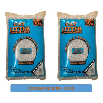 Arena Para Gato Cat Litter, 2 Bolsas 10kg=20 Kg, Aglutinante | Meses sin interés