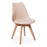 Conjunto 06 Cadeiras Eames Wood Leda Design Cor Nude