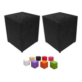 Kit 2 Puff Banqueta Cubo Couro Quadrado Decorativo Promoçãoi