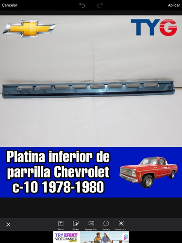 Platina Inferior Parrilla C-10 78-79-80 1978-1979-1980 Foto 2