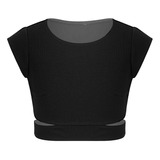 Jeatha Ninos Ninas Mangas Cap Crop Top Gimnasia Entrenamient