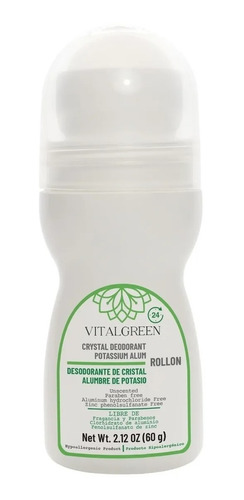 Desodorante Cristal Alumbre Roll On 90g Vital Green