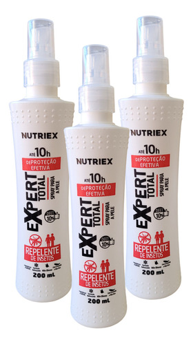 Nutriex Até 10 Horas De Proteção Kit 3 Unidades Repelente De Insetos Spray Expert Total 200 Ml