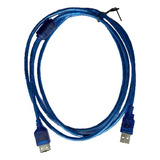 Cable Usb Extension 1,8 Metros Mallado Con Filtro Alargador Color Azul