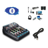 Portable 4-channel Bluetooth Usb Phantom Audio Mixer.