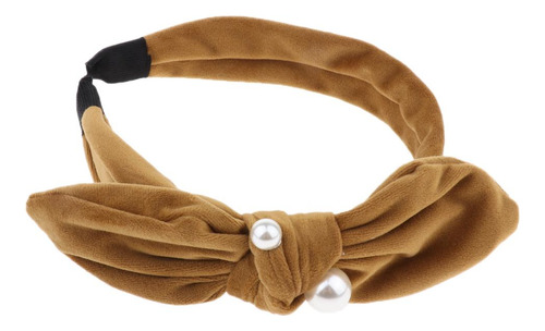 Mujeres Niñas Bowknot Pearl Hair Band Elástico Gripper