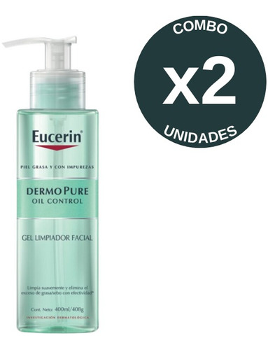 Combo X 2 Eucerin Dermopure Oil Control Gel Limpiador 400 Ml