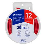 20 Metros De Cable De Cobre Thhw-ls 12 Awg 600v Rojo 40147