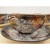 Tazas Té Japonesas X 6 Porcelana Pintura A Mano Dragon