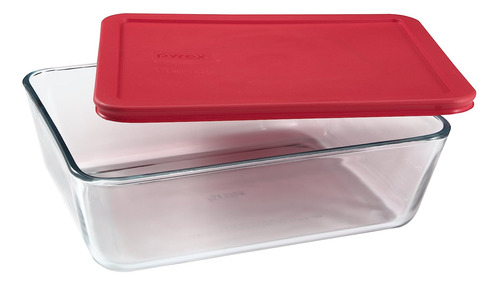 Recipiente P/ Alimentos Pyrex, Vidrio Tapa Roja Rectangular