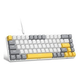 Teclado Mecanico Gaming 60% Red Switch White Grey