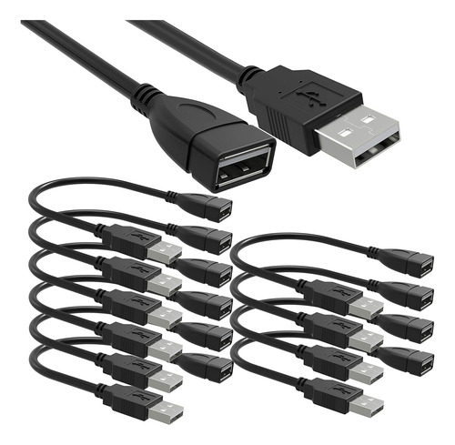 Saitech It Paquete De 10 Cables De Extensión Usb 2.0 Flexibl