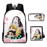 Mochila Demon Slayer De 3 Piezas, Bolsa De Hombro Nezuko, Es