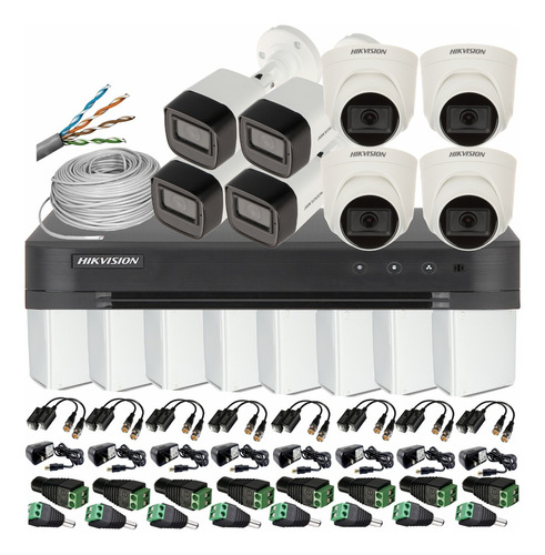 Kit Hikvision 8mp 16ch + 8 Cámaras De 5 Mp+accesorios 