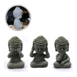 Mini Trio Cego Surdo Mudo Estatua Monge Enfeite Buda Decora