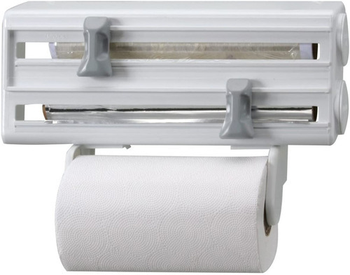 Porta Rolos Maxroll 3 Suportes Papel Toalha Pvc E Alumínio Cor Branco N/a