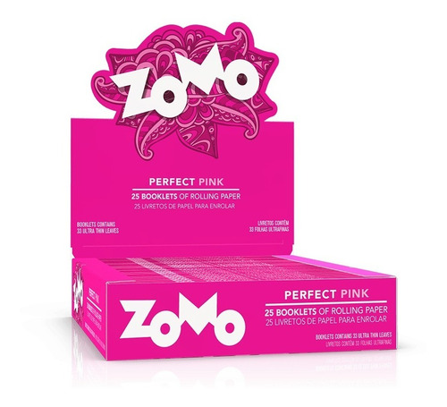Caixa Seda Zomo Perfect Pink Rosa C/25 Livretos Atacado Smok