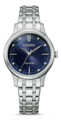 Reloj Citizen Eco-drive Acero Mujer Em0890-85l Fondo Azul