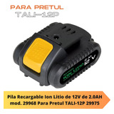 Batería Pila 12 V Para Taladro Tali-12p Pretul 29968