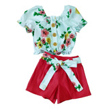 Conjunto Infantil Cropped Verao Blogueirinha Roupa Menina