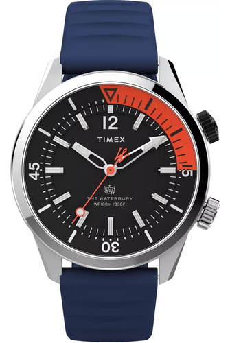 Reloj Timex Tw2v73500 The Waterbury 41mm Malla Caucho Azul