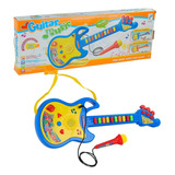 Guitarra Infantil Com Microfone Brinquedo Musical Luz E Som