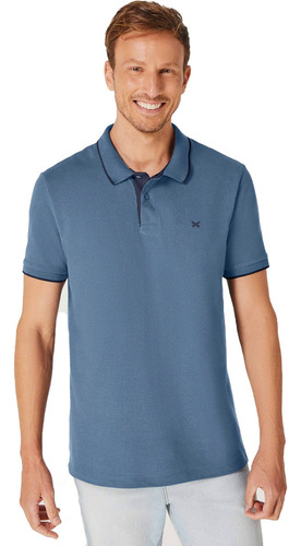 Camisa Polo Azul Básica Hering Orig. Masculina Malha Piquet