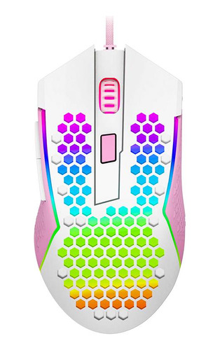 Mouse Gamer Redragon Reaping Elite Lollipop Branco Rosa Rgb