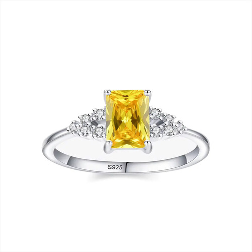 Anillo Plata 925 Amarillo Cuarzo Citrino Minimalist Elegante
