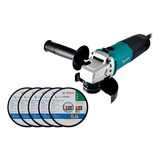 Miniesmeriladora 4 1/2 540w Makita M0901g + 5 Discos Corte