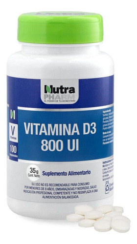 Vitamina D3 800ui 100 Comp Nutrapharm