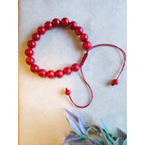 Pulsera Coral Rojo 10mm 100% Natural Tejida Ajustable