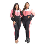 Conjunto Plus Size Feminino Calça Jogger + Blusa Frio Zíper 