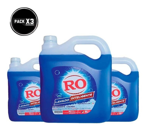 Detergente Liquido Ro 5 Litros Pack X3 Lavado Inteligente 
